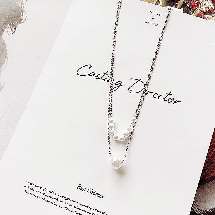 Dây chuyền bạc Dây sợi kép mix Ngọc Trai nhân tạo sang chảnh Van Jewelry V10538