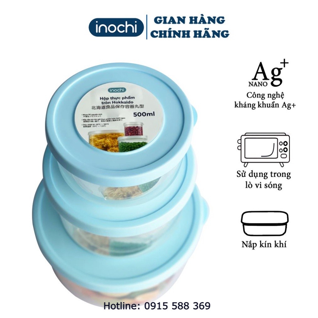 Hộp tròn đủ size - Hộp Đựng Thực Phẩm - Thức Ăn Hokkaido INOCHI Nhựa Cao Cấp Bền Kín Chịu Nhiệt Cao