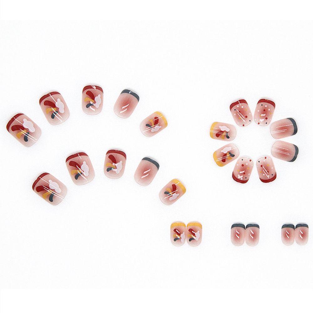 MIHAN1 Hộp 24 Móng Tay Giả Đầu Tròn / Vuông Đính Kim Sa Lấp Lánh