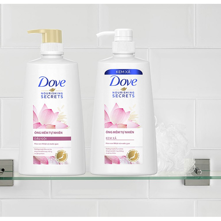 Dầu gội, xả dove 650g óng mềm tự nhiên