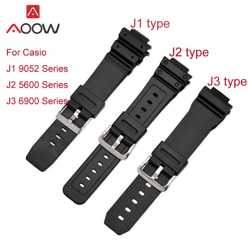 Dây Đeo Thay Thế 16mm Bằng Cao Su Silicon Chống Nước Cho Casio G-Shock 9052 5600 6900 Series
