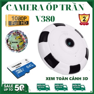 Camera Ốp Trần ⚡FreeShip⚡ Camera V380 Panorama VR 360° Xem toàn cảnh 3D,không dây-Bảo Hành 12 Tháng