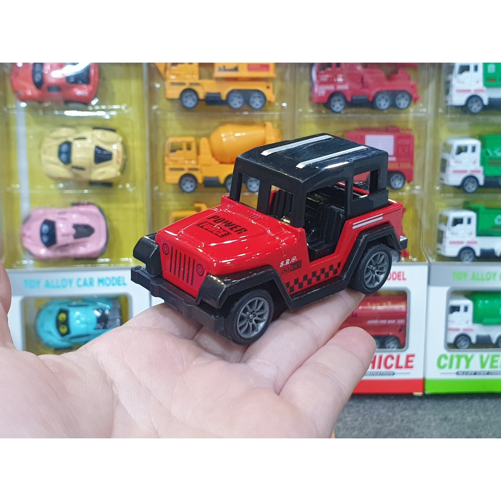 Xe Mô Hình Đồng Giá 25k - Mã JT8012-02   . Xe Jeep Đồ Chơi Size Mini Màu Đỏ