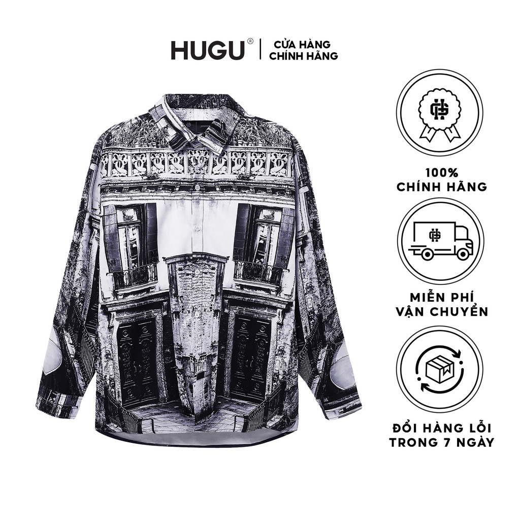 Áo sơ mi tay dài HUGU - Venice - chất liệu satin - unisex
