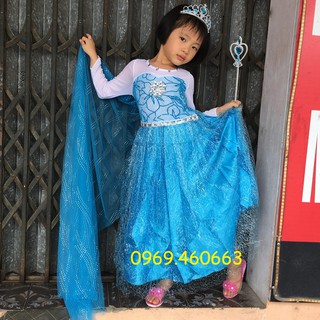 Đầm Elsa Dài Chạm đất + Tà Dài Cho bé
