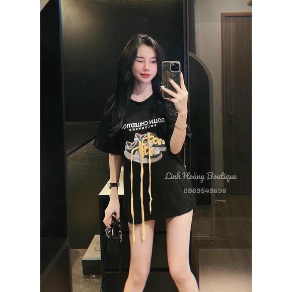 Áo phông giày chữ dây vàng mới