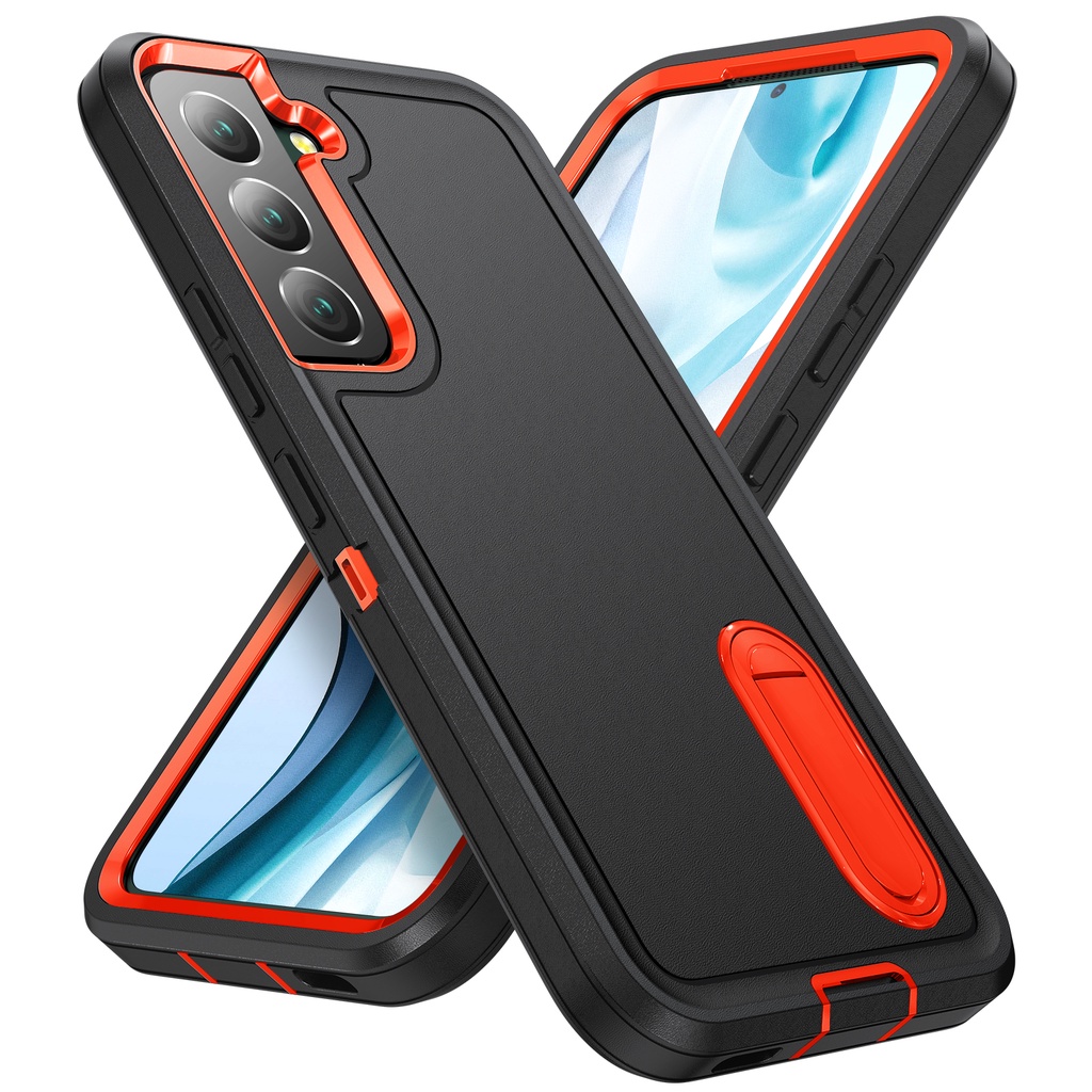 Ốp Điện Thoại Armor Siêu Dày Màu Sắc Tương Phản 3 Trong 1 Có Thanh Đỡ Chống Sốc Cho Samsung Galaxy S22 Ultra S22 Plus S22