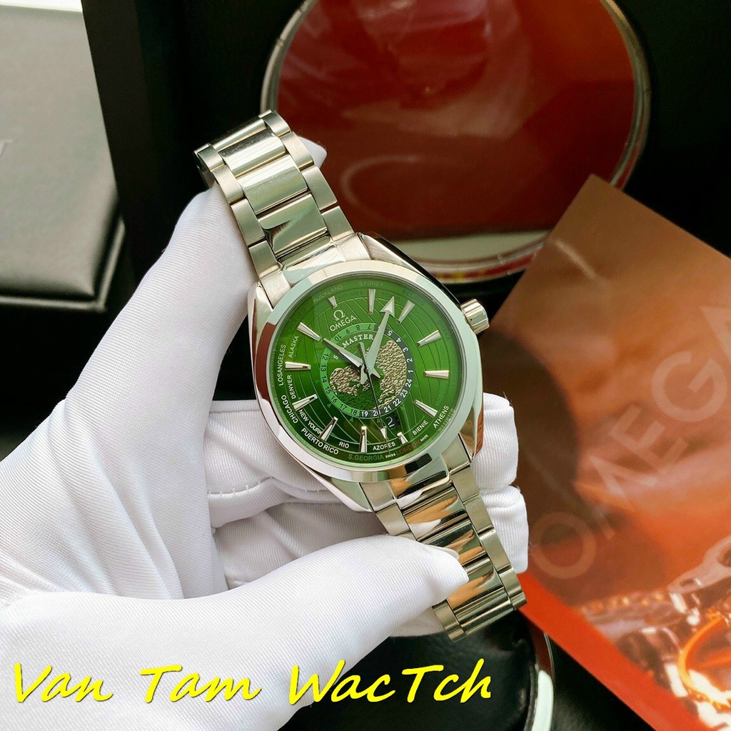 Đồng hồ nam Omega Seamaster World 42mm máy Nhật Automatic, hoạ tiết thế giới