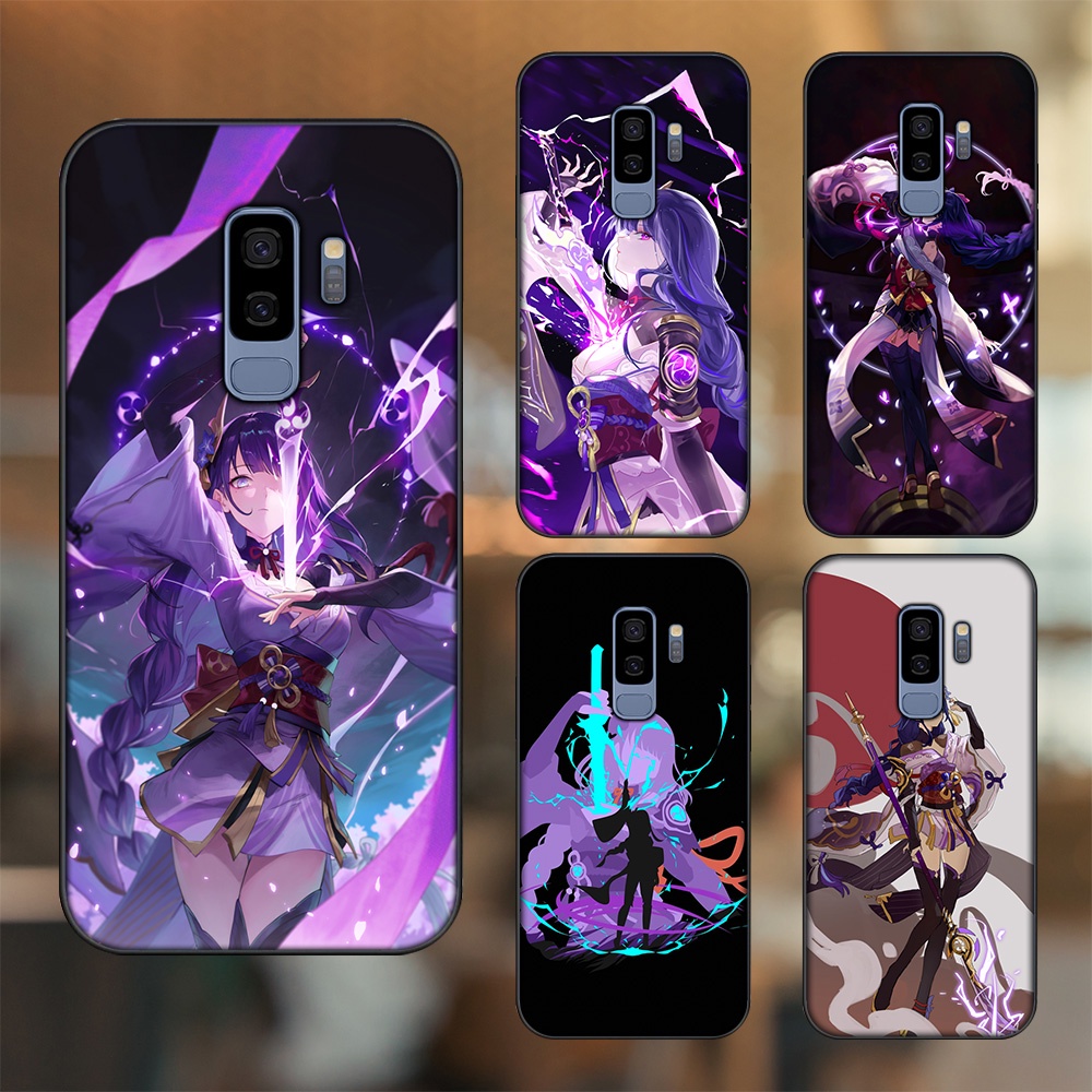 Ốp lưng Samsung S9 Plus viền đen in hình Raiden Shogun Genshin Impact
