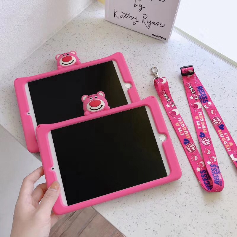 Ốp máy tính bảng silicone họa tiết xinh xắn có/ không có dây đeo dành cho IPAD 6 AIR 3 PRO 9.7/10.5 MINI 4 11 10.5 | BigBuy360 - bigbuy360.vn