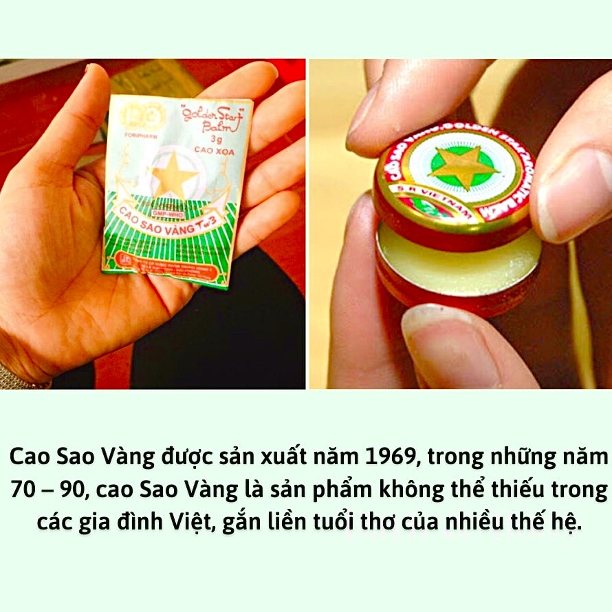 Cao Sao Vàng TW3 Chính Hãng(Dầu Cù Là), Cao Xoa Nhức Đầu, Đau Bụng, Say Tàu Xe, Sổ Mũi, Côn Trùng Đốt, Dầu Cù Là Lọ 3g