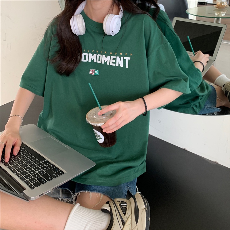 SUXI Áo Thun Ngắn Tay Cổ Tròn In Họa Tiết Đơn Giản Dễ Phối Đồ Thời Trang Mùa Hè Cho Nữ