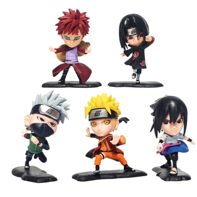 Mô Hình Naruto ChiBi, Bộ 5 Mô Hình Naruto, Kakashi, Itachi, Garaa, Sasuke Siêu Đẹp Cao 8,5 cm - Tượng Figure