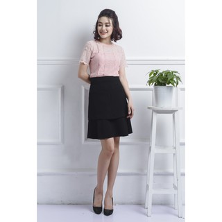 Áo ren hồng viền cổ