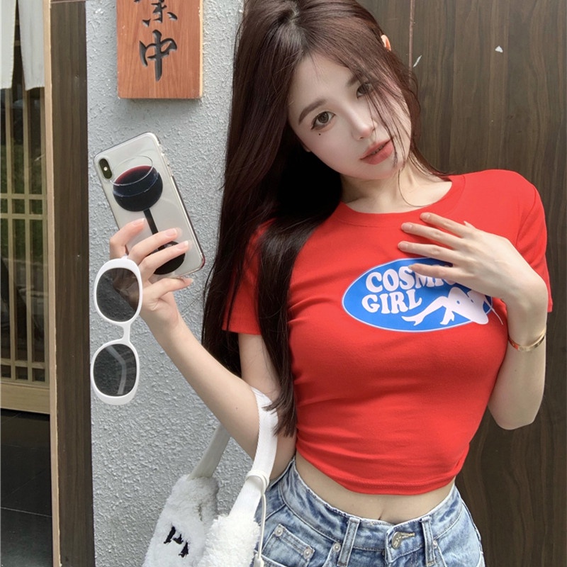 Áo Thun Tay Ngắn Cổ Tròn In Họa Tiết Thời Trang