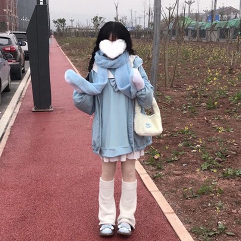 Giày Búp Bê Da Mềm Mũi Tròn Phối Khóa Dán Kiểu Lolita Nhật Bản Thời Trang Xuân Thu Cho Nữ
