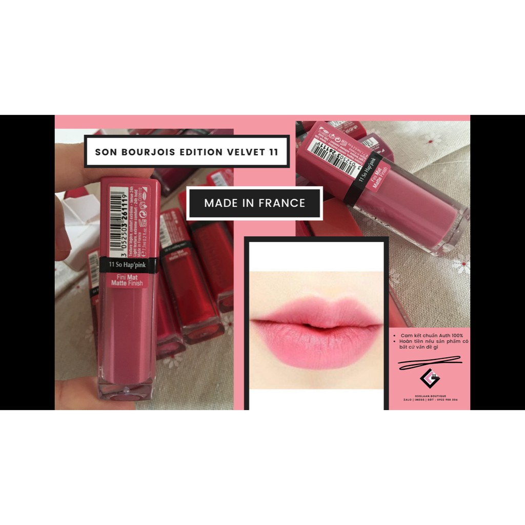 Son BJ Velvet - Bourjois Rouge Edition Velvet Cam Kết Chuẩn Auth màu 02 03 04  09 11 14 18