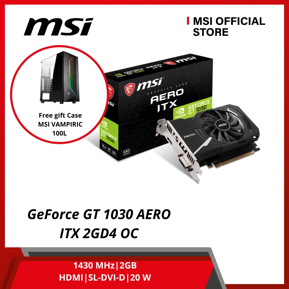 Card màn hình MSI GeForce GT 1030 AERO ITX 2GD4 OC - Hàng Chính Hãng