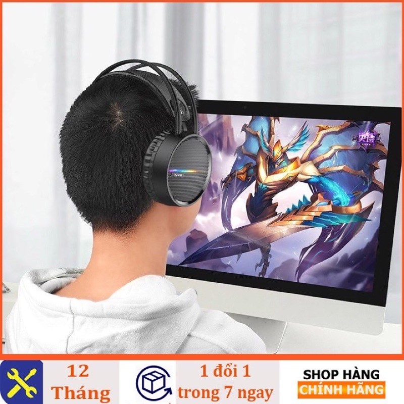 ✔CHÍNH HÃNG ✔Headphones/Tai nghe chơi game có dây HOCO W100 Touring có micro đa hướng-3,5 mm/Đèn led 5 mầu Bảo hành 12T