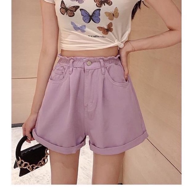 Quần short jean tím hot trend