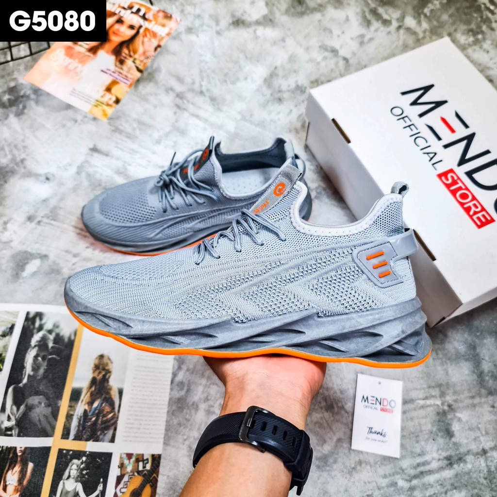 Giày Thể Thao Nam MENDO - Sneaker Màu Xám - Đen -  Xanh Đen, Giày Thể Thao Đế Độn Tăng Chiều Cao - G5080