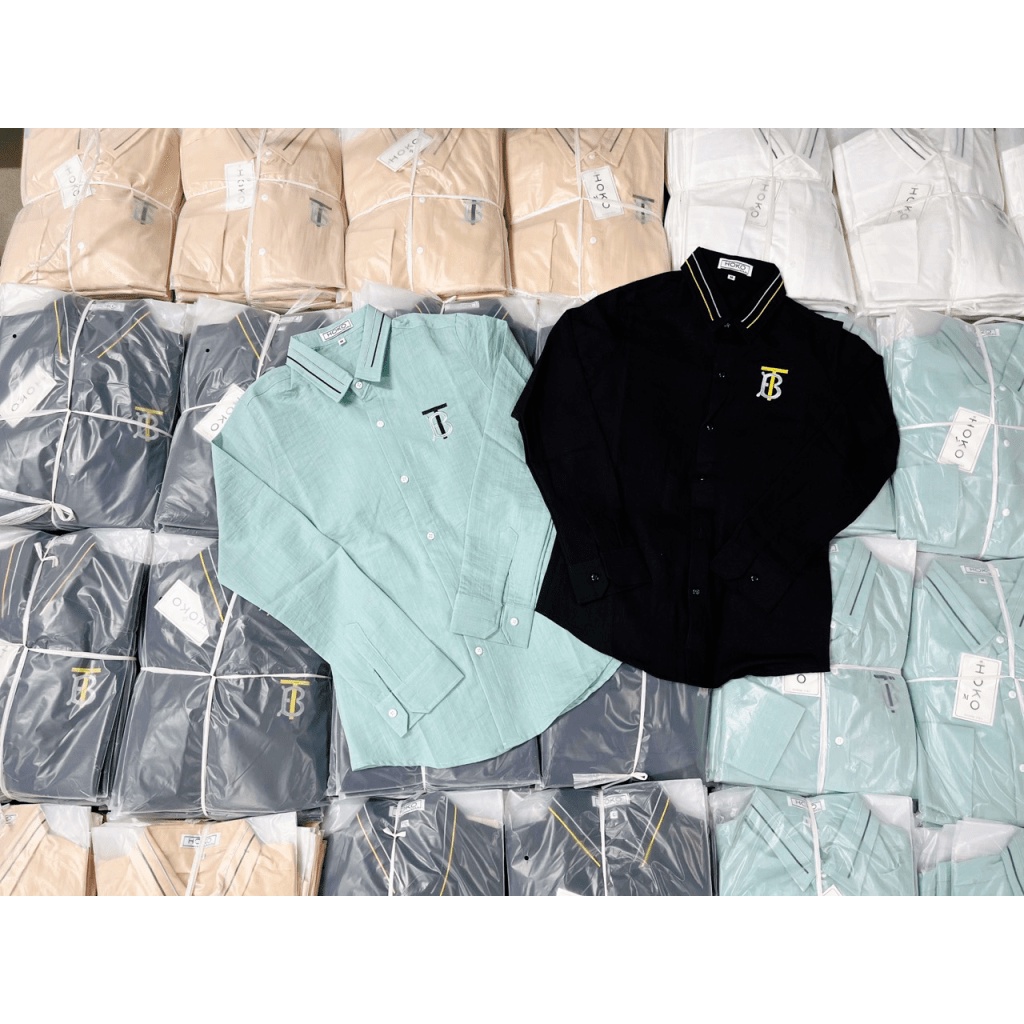 Áo Sơ Mi Nam Tay Dài Vải Đũi Logo Thêu TB Chất Liệu Mềm Mịn Thoải Mái Thiết Kế Tôn Dáng Sang Trọng Siêu Hot [NEW UNISEX]