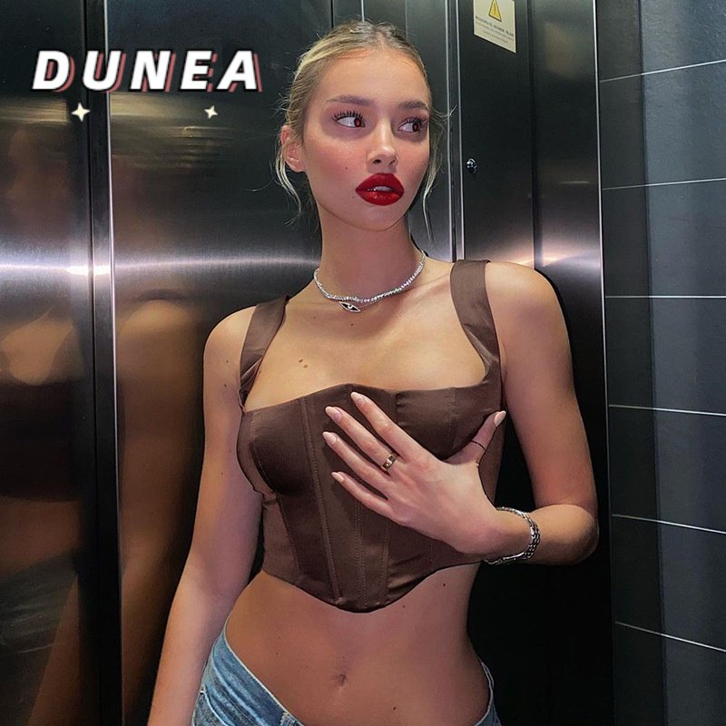 DUNEA Áo hai dây cổ vuông thời trang quyến rũ cho nữ