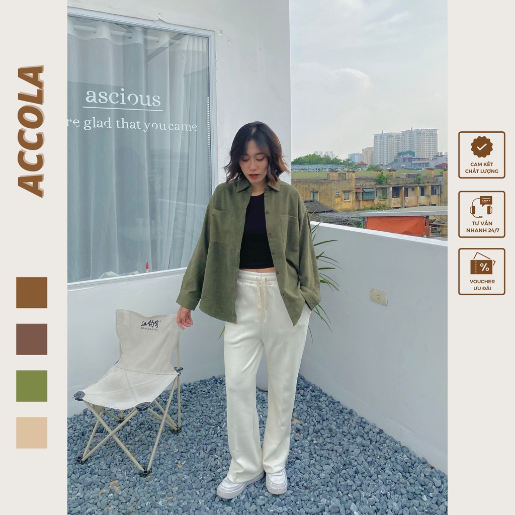 Áo sơ mi nữ freesize chất liệu nhung tăm by Accola Made 3007