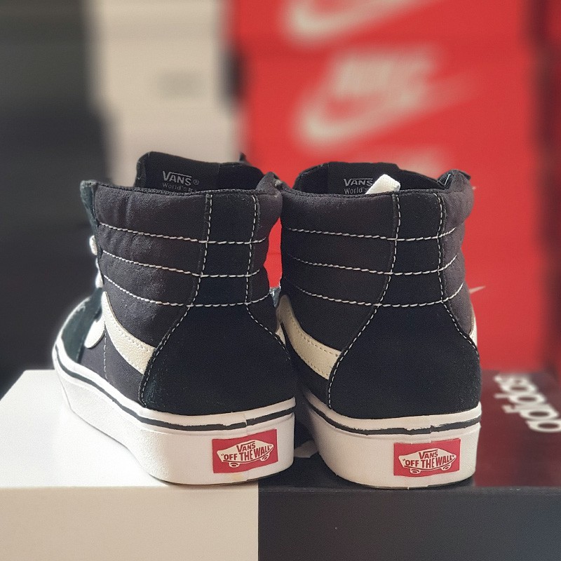 Giày thể thao Vans sk8 đen trắng real 2hand size 35