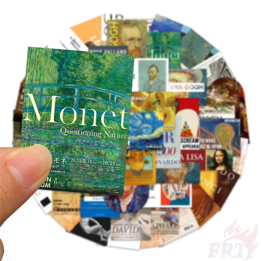 Bộ 50 Cái ❉ Tranh Sơn Dầu Treo Tường Họa Tiết 04 Van Gogh Leonardo da Vinci ❉ Sticker Chống Thấm Nước Thời Trang Trang Trí Vali Laptop Ván Trượt