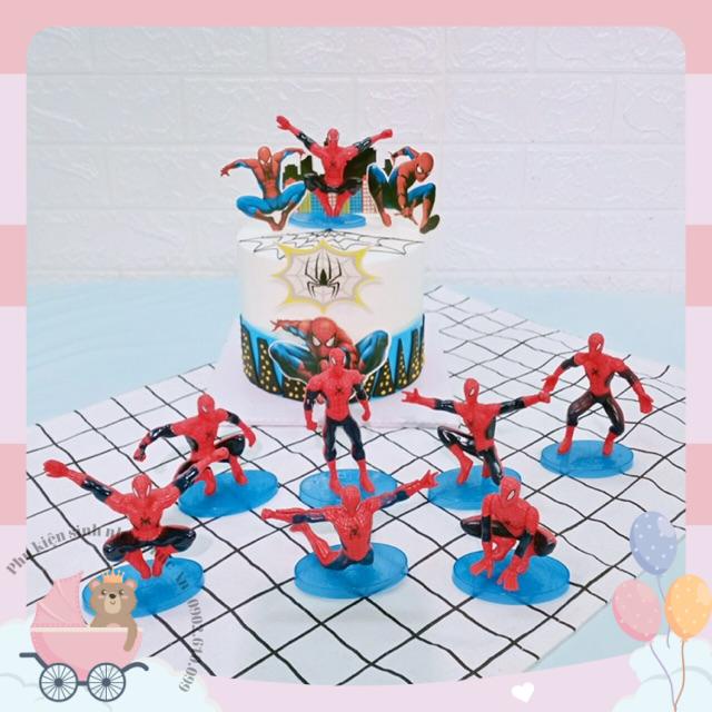 Bộ 7 người nhện nhựa mini trang trí bánh kem