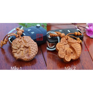 Móc chìa khóa gỗ khắc phong thủy