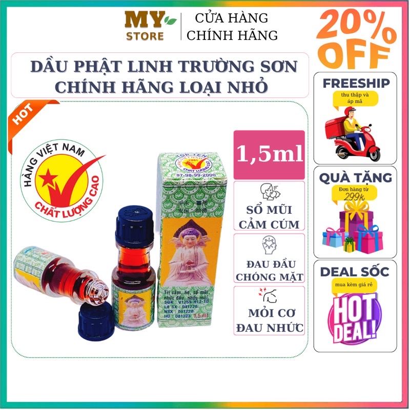 (Chính Hãng) Dầu Gió Phật Linh Trường Sơn Loại Nhỏ 1,5ml