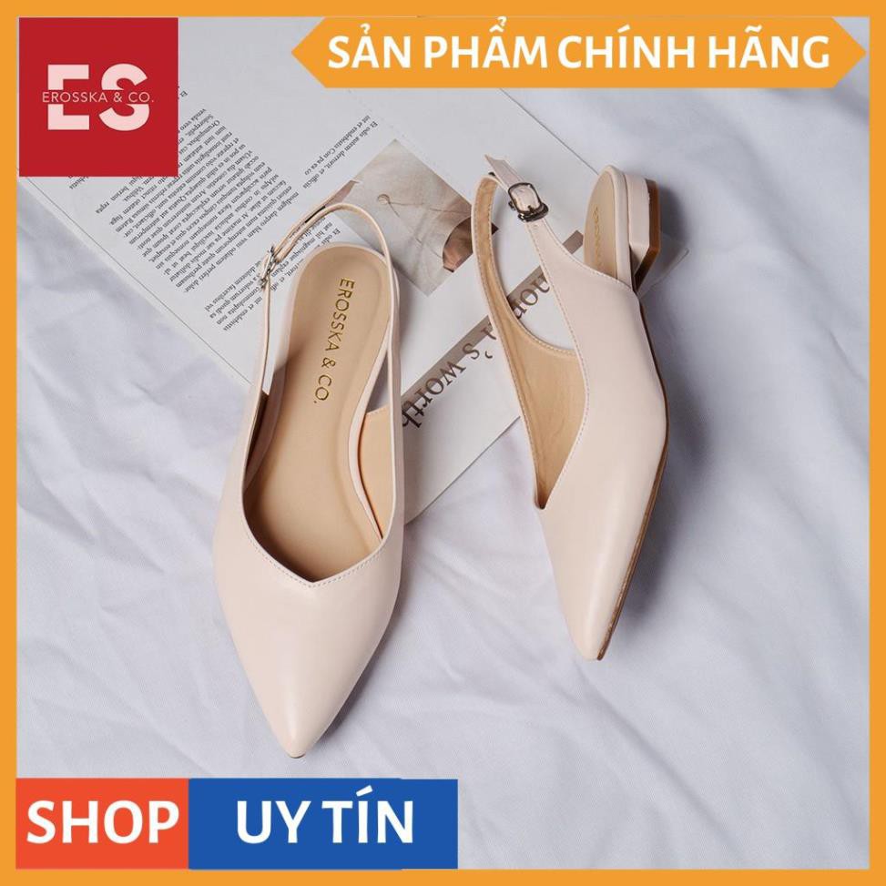 Giày cao gót Erosska thời trang mũi nhọn phối dây hở gót cao 2cm màu nude _ EL001 | BigBuy360 - bigbuy360.vn