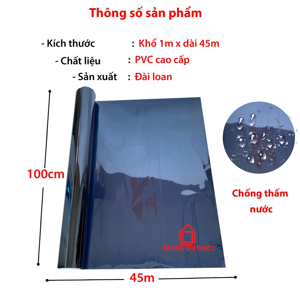 Bán từ 0.5m| Decal phản quang dán văn phòng, phòng ngủ khổ 100cm, Giấy đềcan dán kính phòng tắm, chống nhìn trộm màu đen