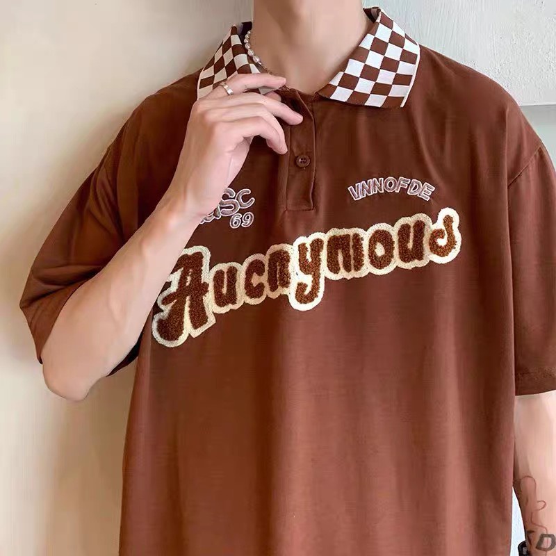 Áo thun Polo cổ bẻ Caro thêu xù ANONYMOUD vải cao cấp 4 chiều Unisex phù hợp cho nam và nữ_TOP STORE có hình thật