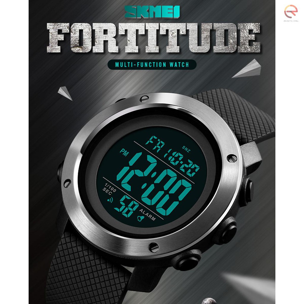 Đồng hồ điện tử SKMEI 1426 dây PU chống nước 5ATM hiển thị 12/24 giờ phong cách thể thao cho nam