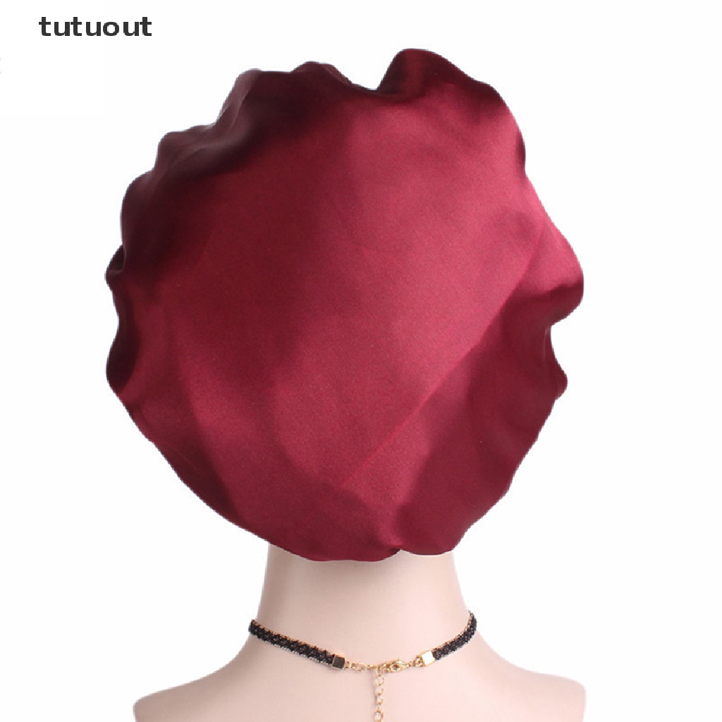 tutuout Solid Satin Bonnet Hair Styling Sleep Hat Wrap Shower Cap Hair Styling Tools TU