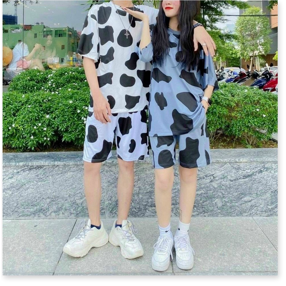 SET BỘ NAM NỮ IN BÒ SỮA MẶC CẶP ĐÔI SIÊU XINH HOT TREND