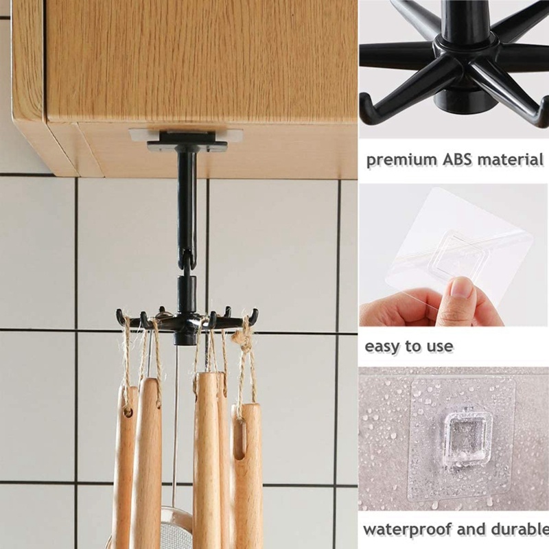 Giá Treo Đồ Dùng Nhà Bếp Gắn Tường Xoay 360 Độ Tiện Dụng