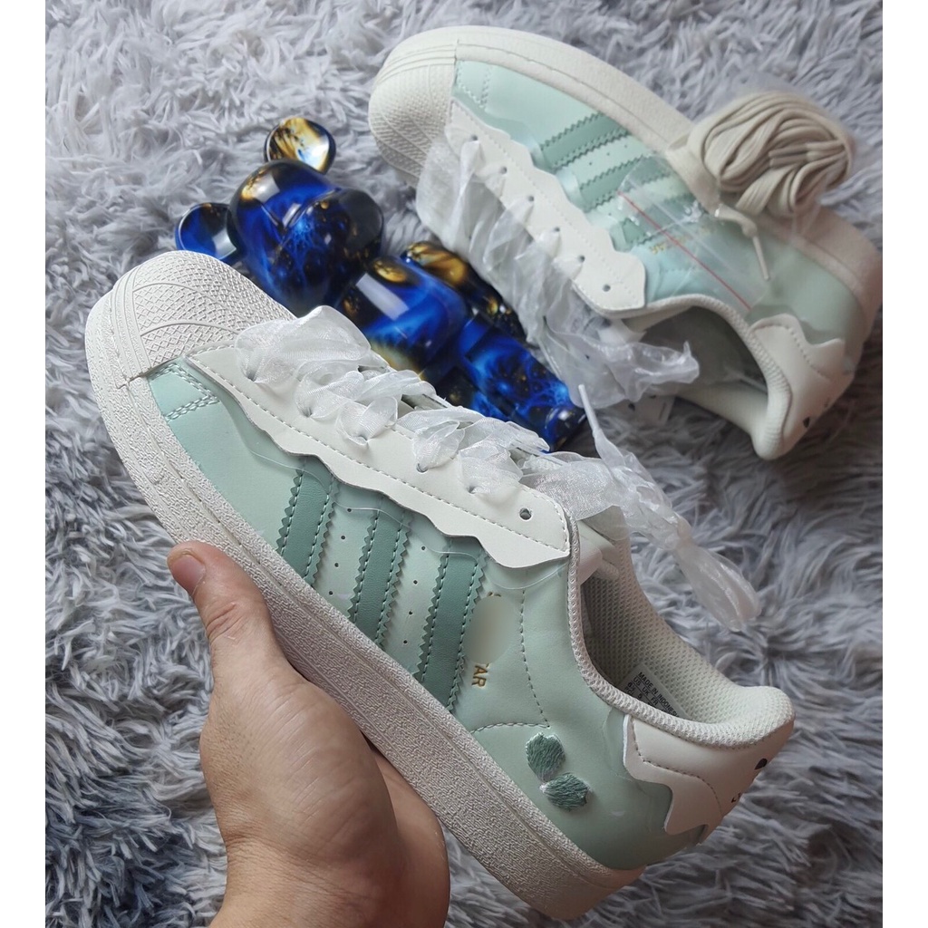 Giày thể thao das sò trắng,hồng hàng SC mẫu mới 2022, Giày Superstar Cloud White sò hồng, Sò Xanh Mũi Sò Bản đẹp