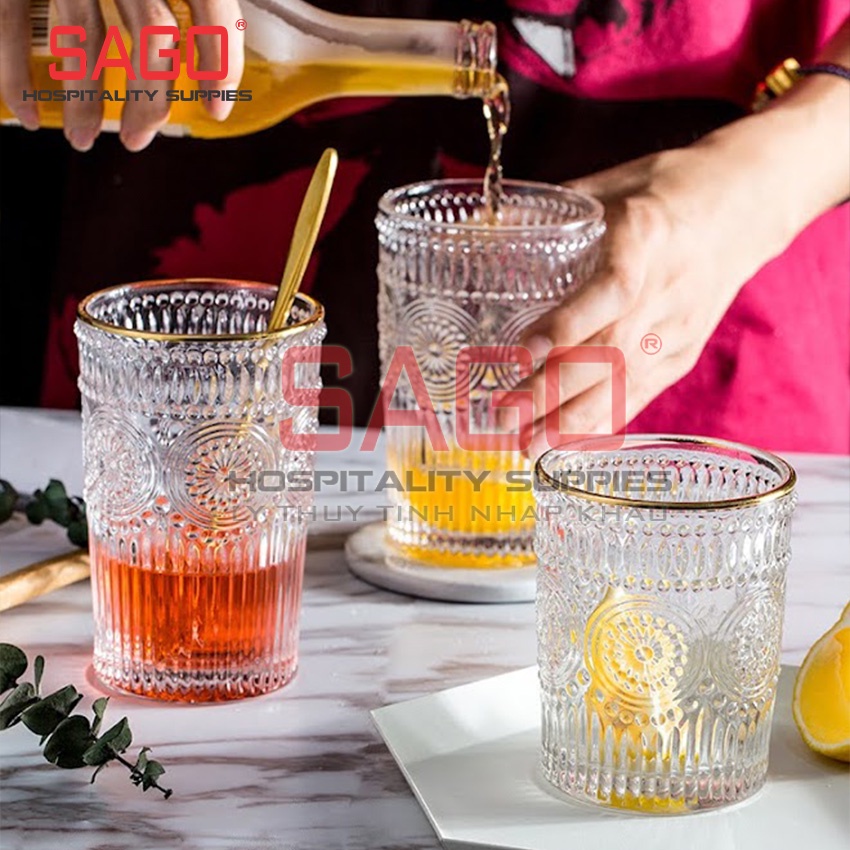 Ly Thủy Tinh , Cốc Thủy Tinh Deli Baroque Glass 300ml , 350ml | Tùy chọn Dung Tích