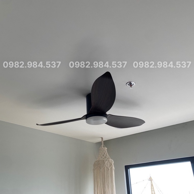 Quạt trần đèn cho chung cư trần thấp,quạt 3 cánh siêu mát,động cơ DC 6 tốc độ,có hẹn giờ,đảo chiều
