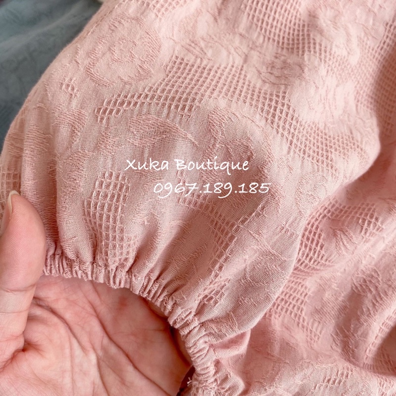 Set Bodysuit Dài Tay Cổ Nhung Cherry Kèm Mũ Bé Gái Dễ Thương - Xuka Boutique - Quần Áo Trẻ Em phong cách Hàn Quốc