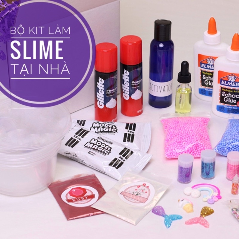 BỘ KIT TỰ LÀM SLIME TẠI NHÀ MÙA DỊCH- COMBO NGUYÊN LIỆU LÀM SLIME AN TOÀN - ĐỒ CHƠI SLIME GIẢI TRÍ MÙA DỊCH - SLIME DIY