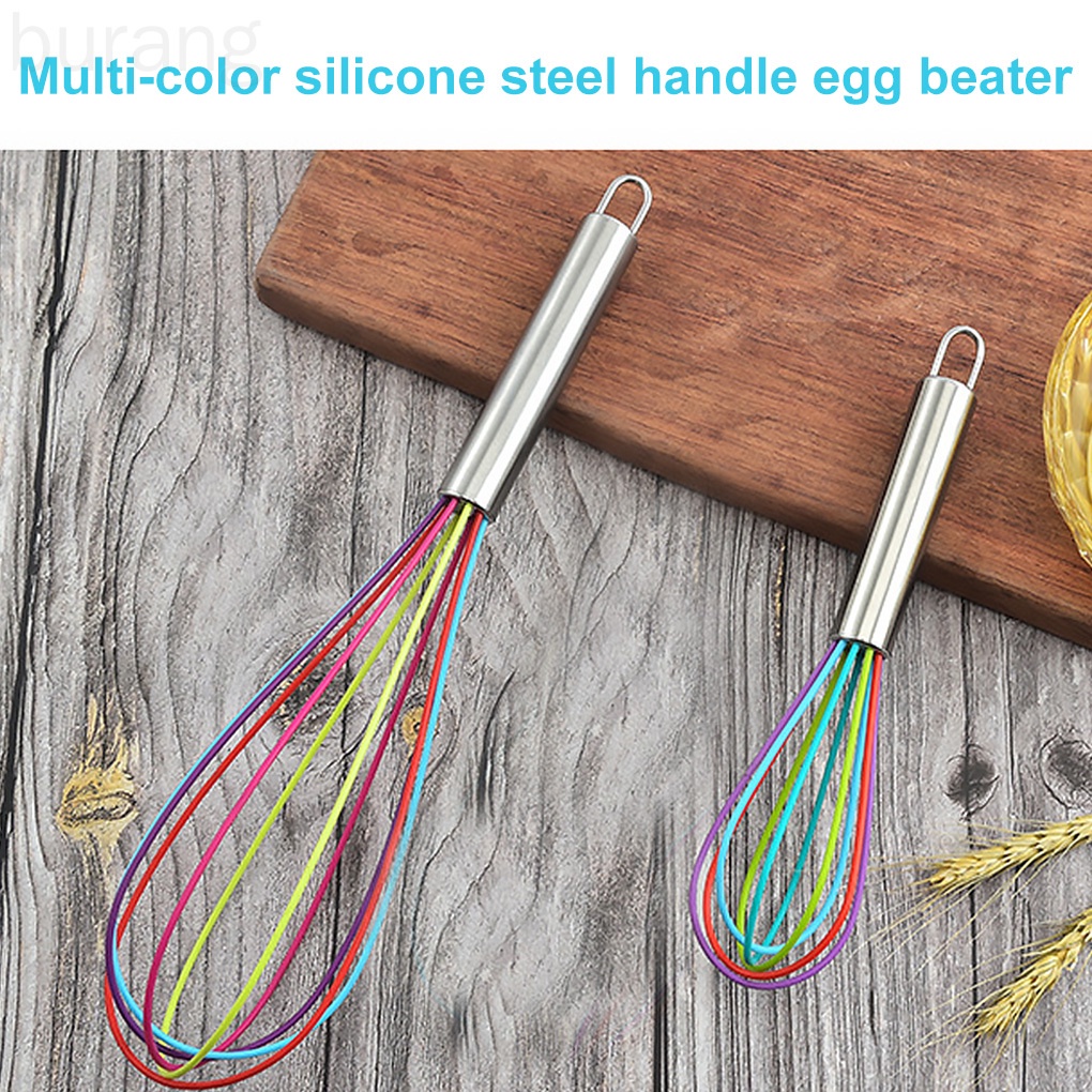 Dụng Cụ Đánh Trứng Bằng Thép Không Gỉ Và Silicone Nhiều Màu