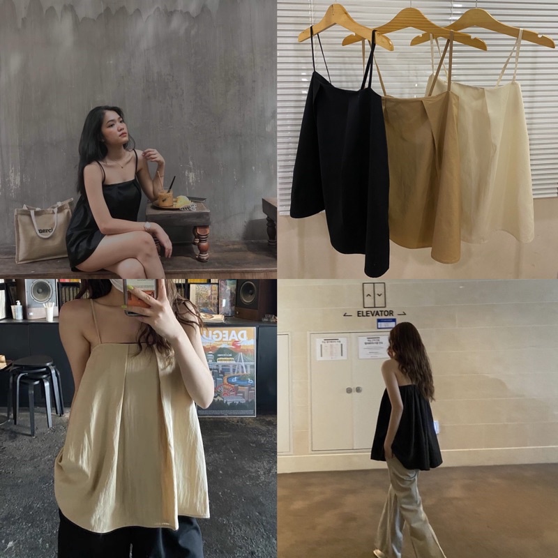 Áo 2 dây cổ vuông phong cách Hàn
