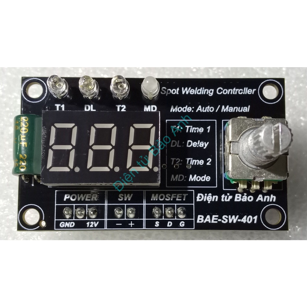 Mạch timer xung kép BAE-SW401 cho máy hàn cell pin dùng siêu tụ