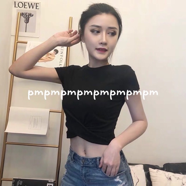 Áo xoắn eo dáng croptop