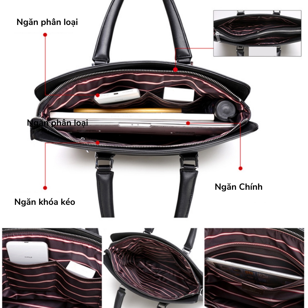 Cặp da công sở,Cặp văn phòng Cao Cấp LEIDEBAOLOU Chất liệu Da PU cực bền,Cặp Đựng Laptop 14inh,Vệ sinh dễ dàng- 𝑰𝑩𝑨𝑮